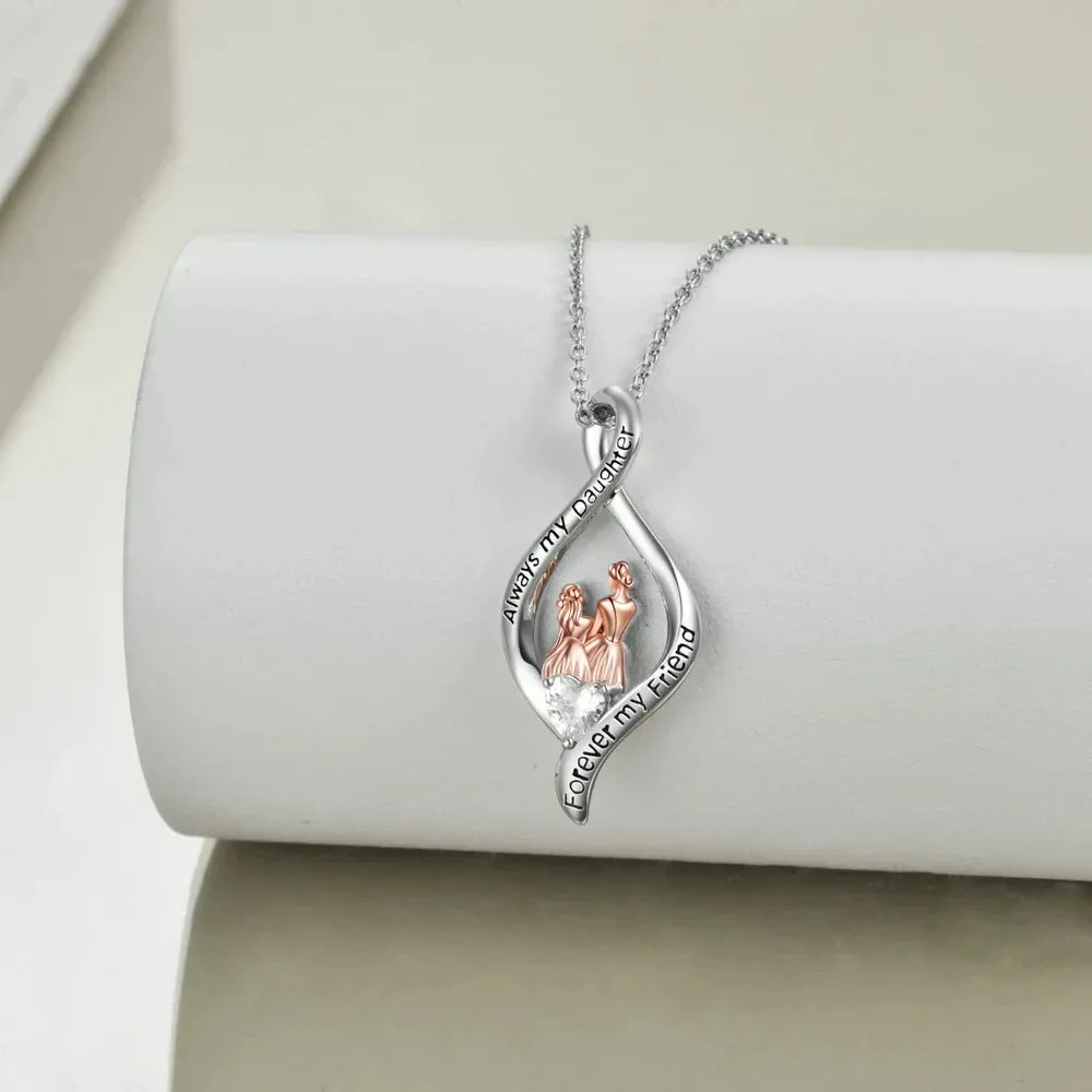 Mother Daughter Necklace S925 Sterling Silver Mother Daughter Necklace Love You Forever to My Daughters Jewelry Gifts from Mom Daughter Birthday Mother's Day Anniversary