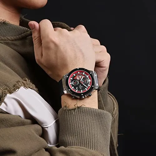 NAVIFORCE Fashion Genuine Leather Chronograph Quartz Watch for Men Auto Date Sport Waterproof Analog Wrist Watches