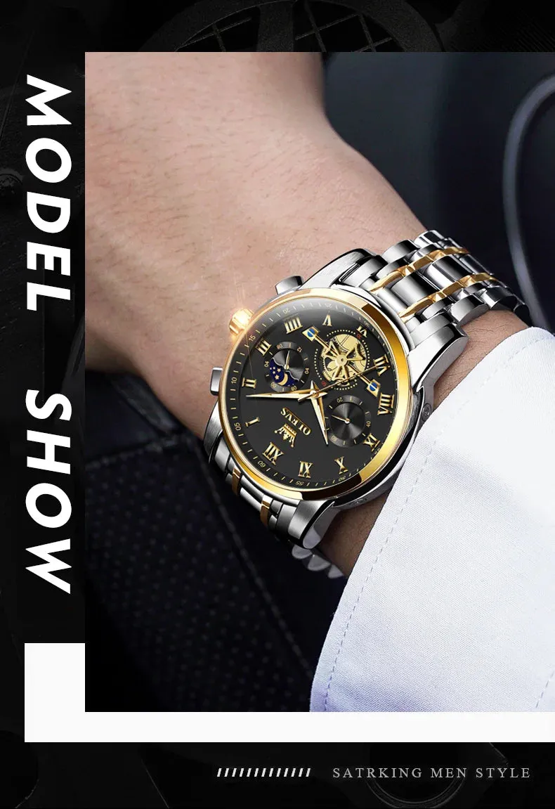 OLEVS 2859 Moon Phase Men Watches Chronograph High End Watches Man Stainless Steel Waterproof Quartz Watch for Men Luxury Brand