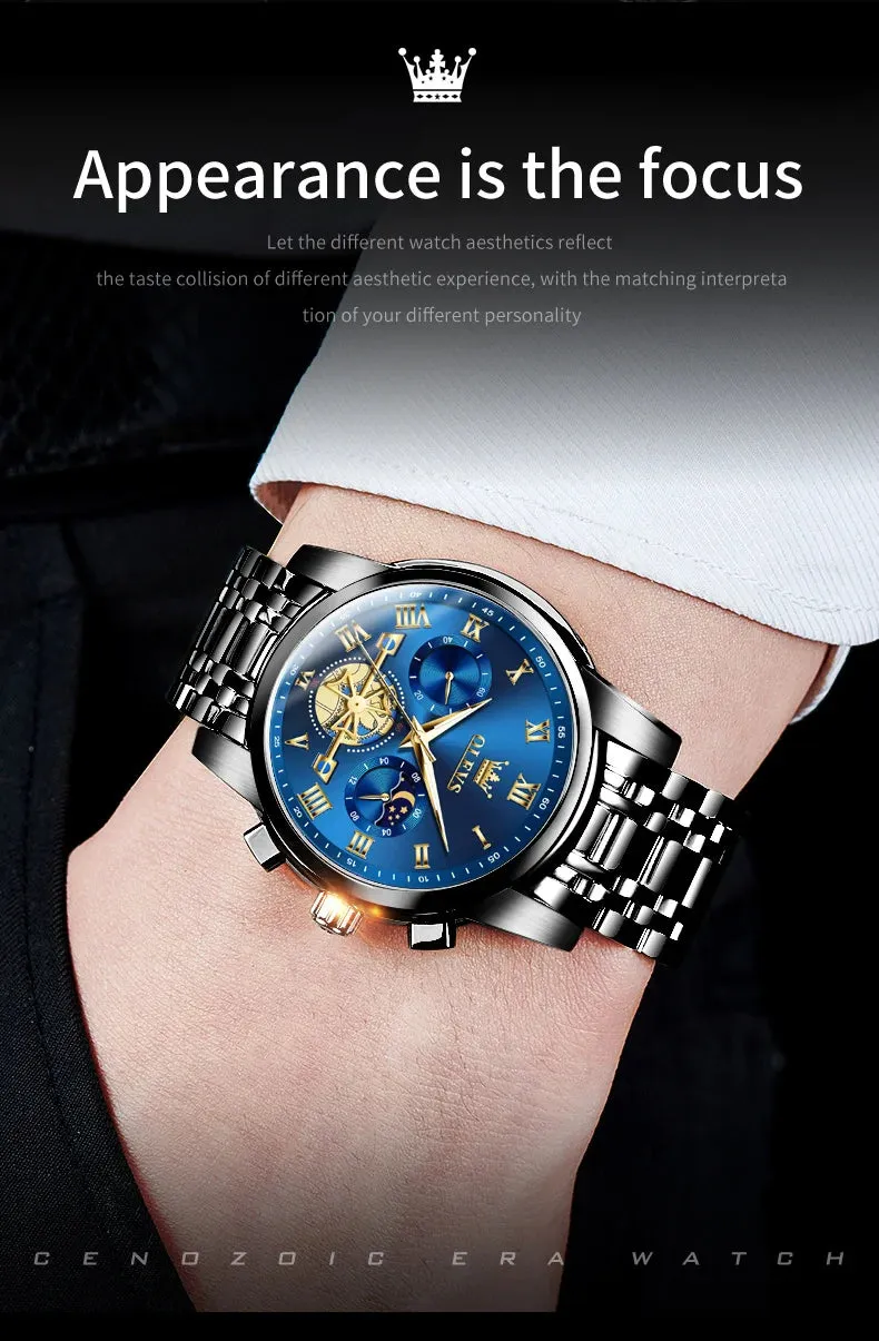 OLEVS 2859 Moon Phase Men Watches Chronograph High End Watches Man Stainless Steel Waterproof Quartz Watch for Men Luxury Brand