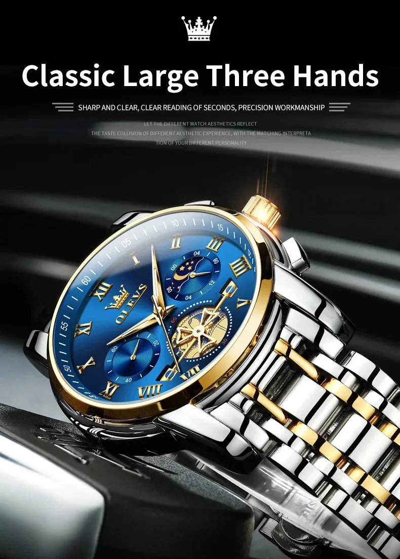 OLEVS 2859 Moon Phase Men Watches Chronograph High End Watches Man Stainless Steel Waterproof Quartz Watch for Men Luxury Brand