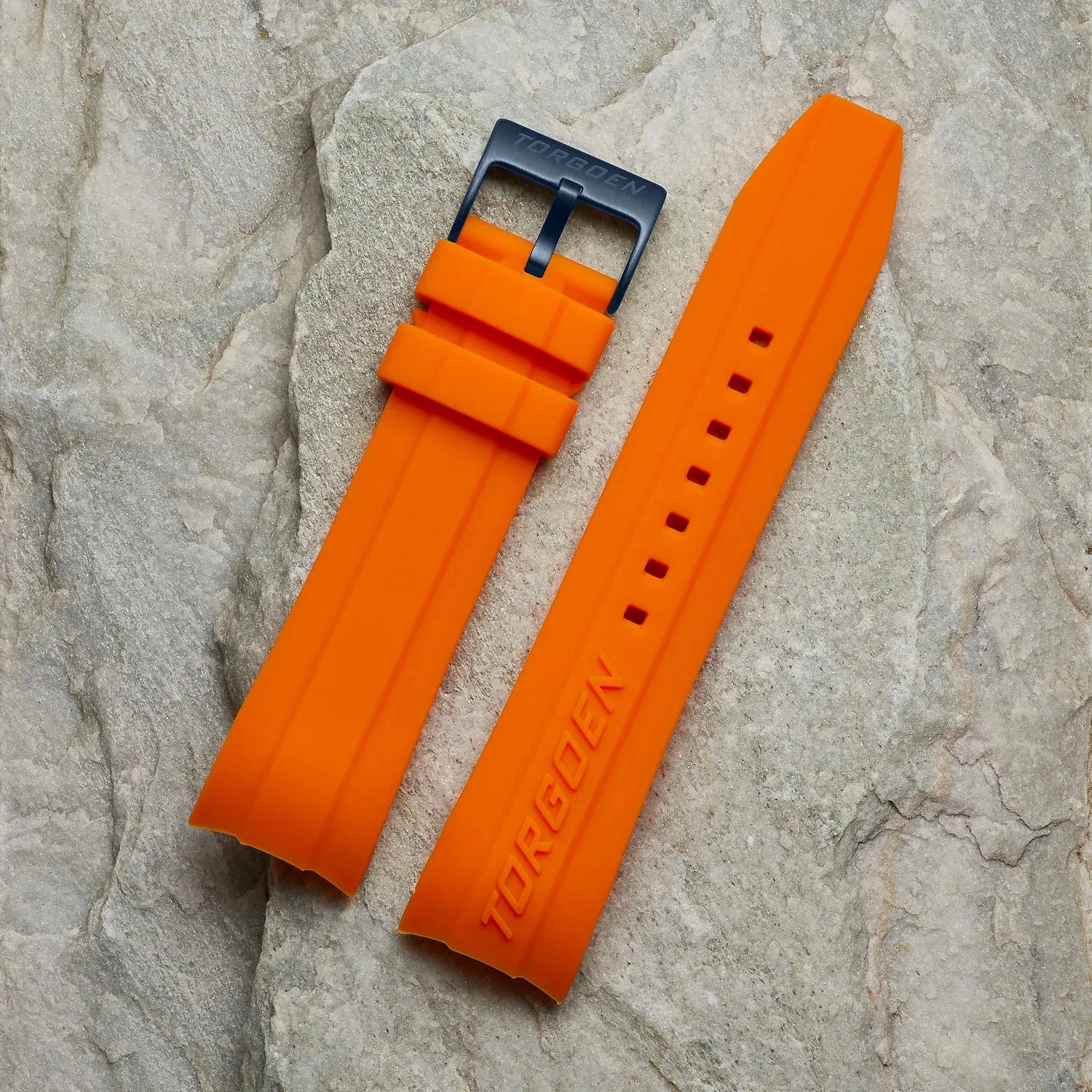 Orange Silicone Strap | 24mm Blue Buckle