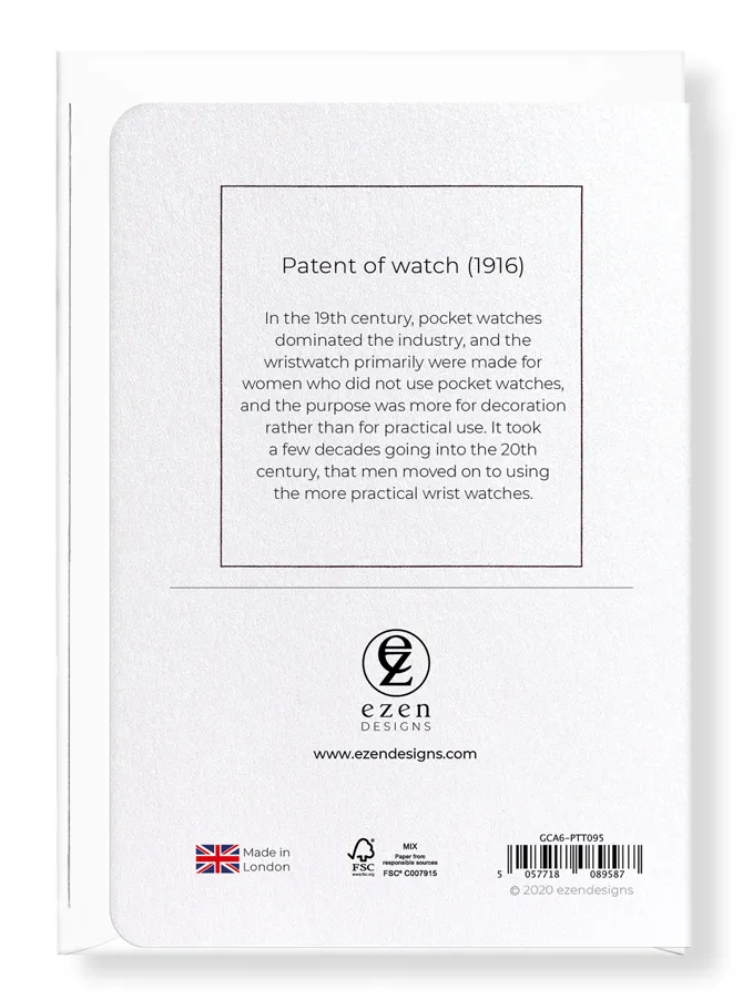 Patent of watch (1916) (Pack of 8 cards)