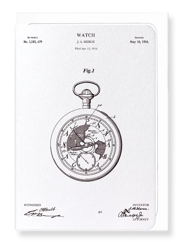 Patent of watch (1916) (Pack of 8 cards)