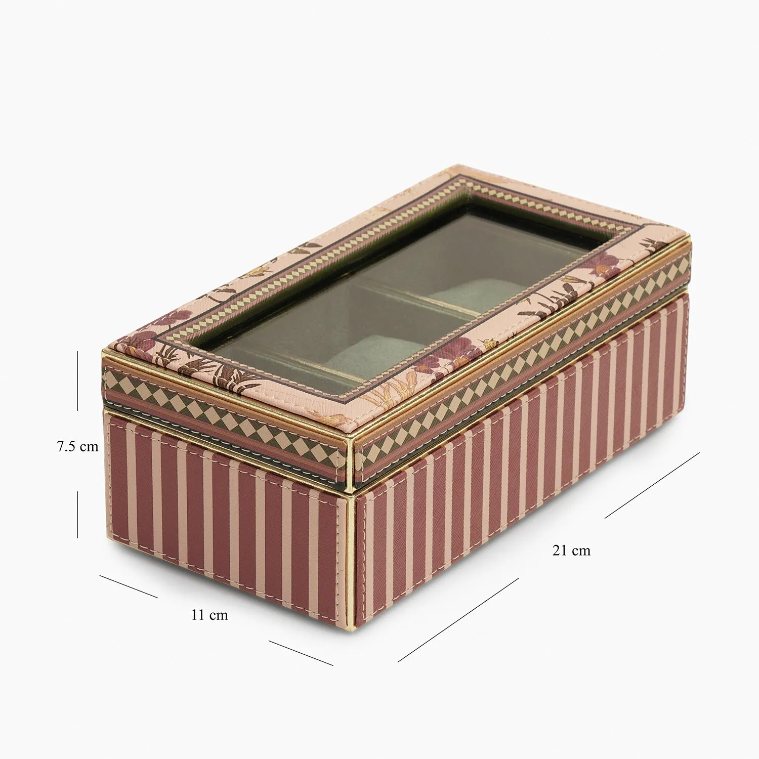 Pink Printed Faux Leather Watch Box
