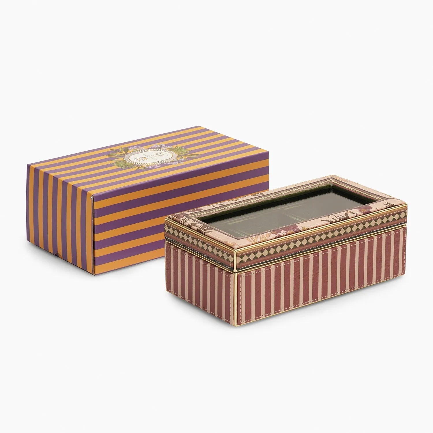 Pink Printed Faux Leather Watch Box