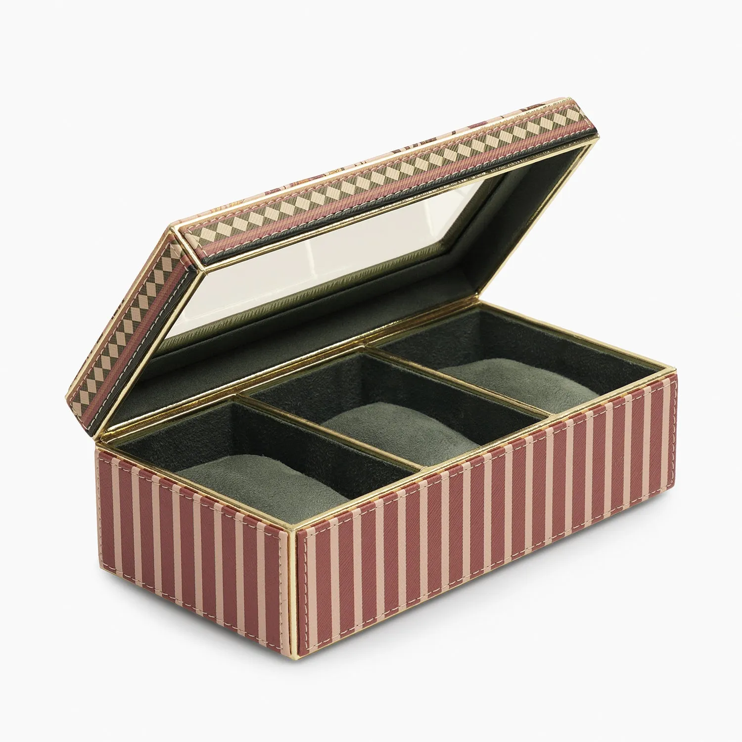 Pink Printed Faux Leather Watch Box