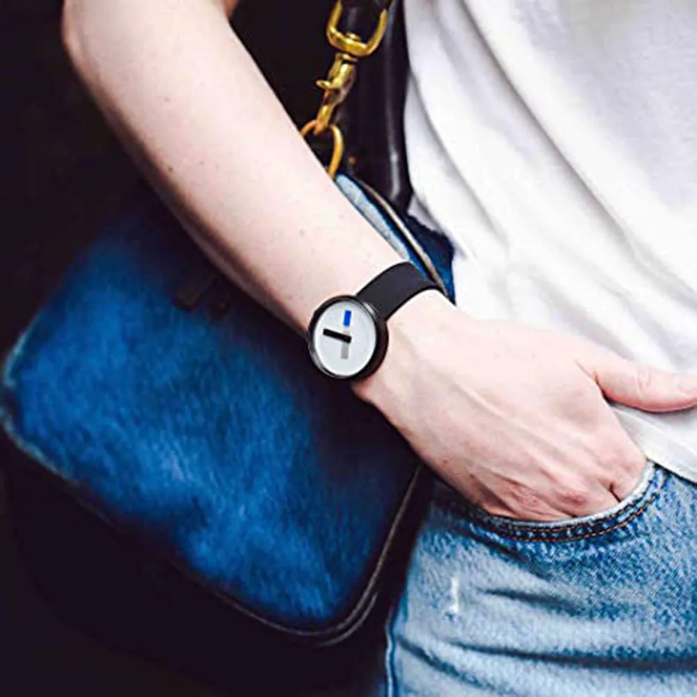 Projects Unisex White Dial Black Band Stainless Steel Watches - 7296AS