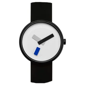 Projects Unisex White Dial Black Band Stainless Steel Watches - 7296AS