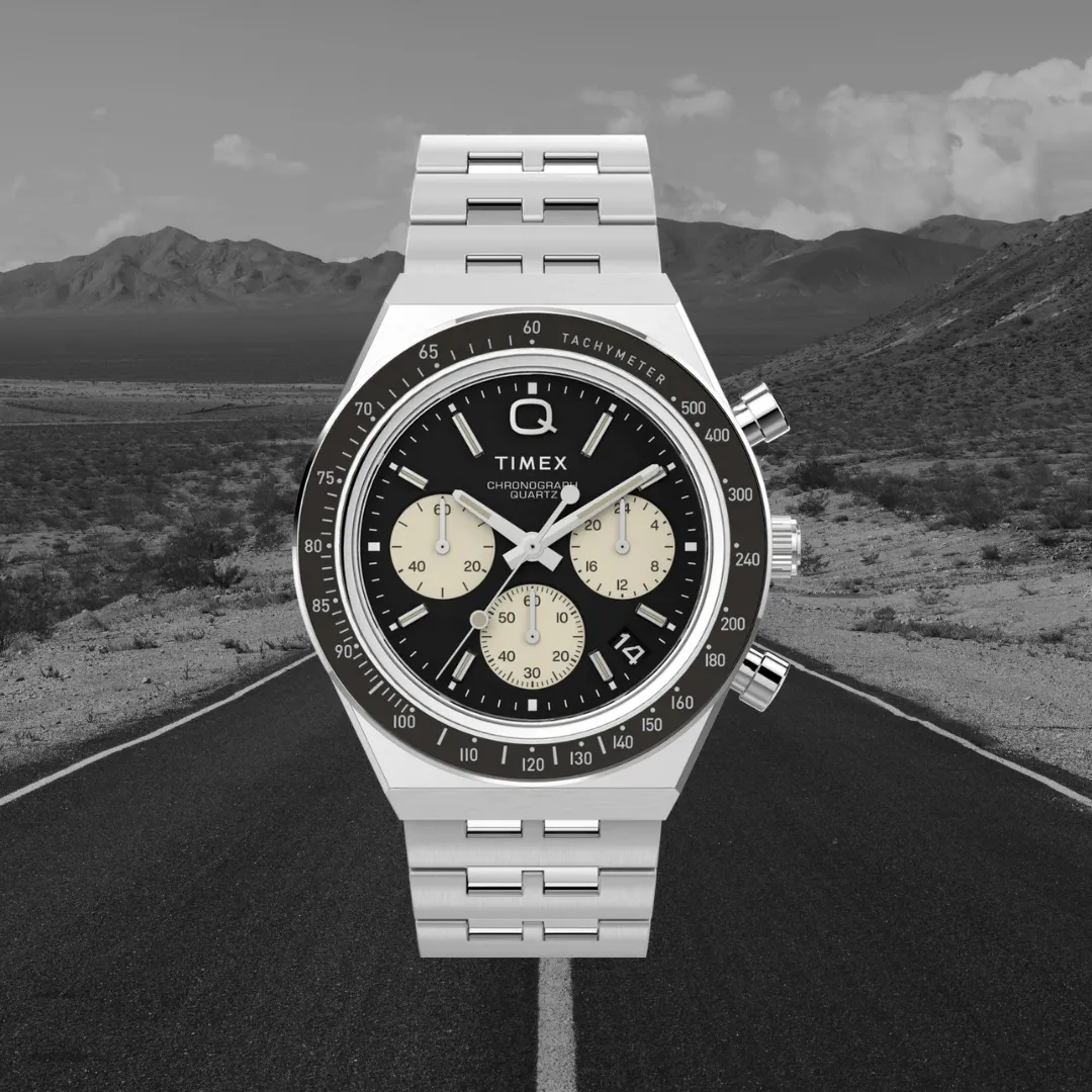 Q Timex Chronograph 40mm Stainless Steel Bracelet Watch