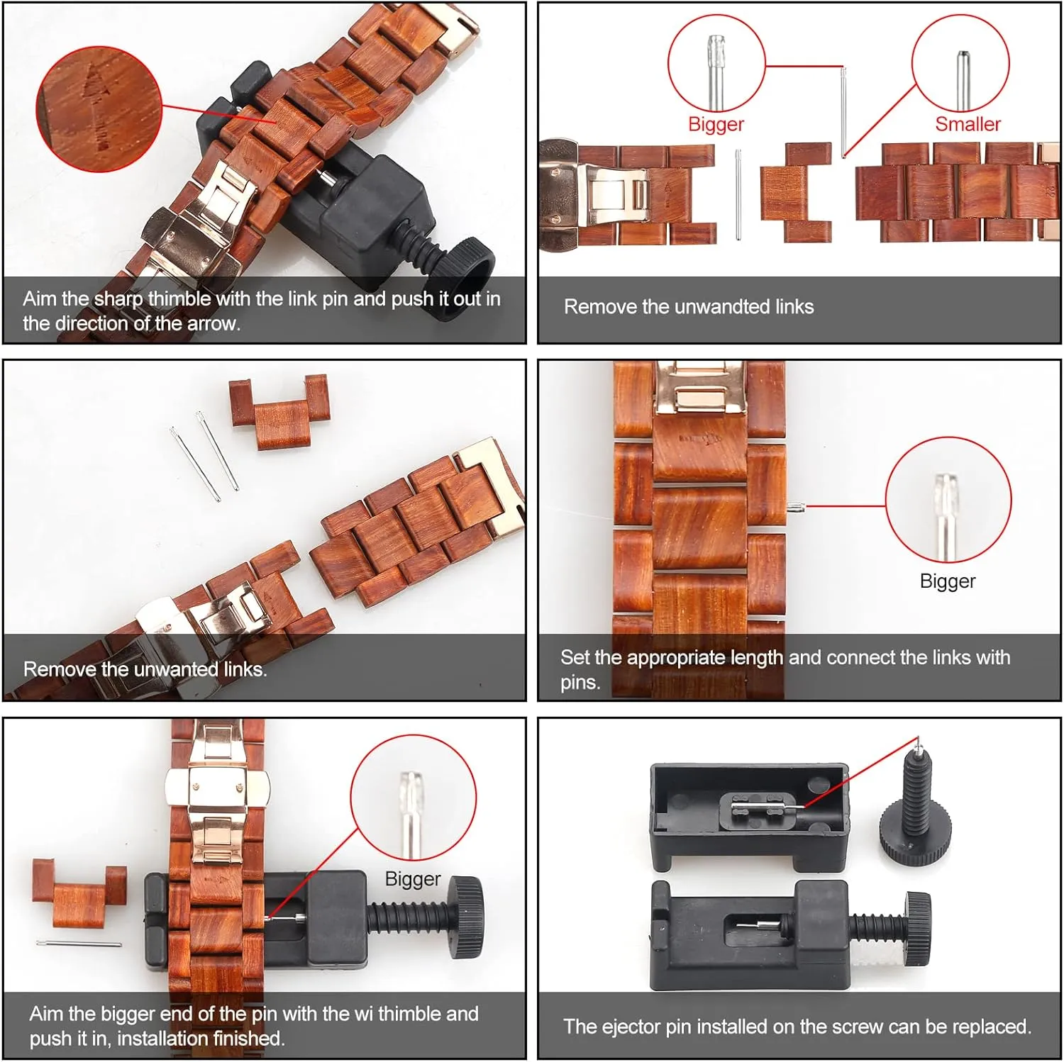 Quick Release Watch Band, Natural Wood Watch Band, Choice of Strap Colour and Width 18mm, 19mm, 20mm, 21mm, 22mm, 23mm or 24mm
