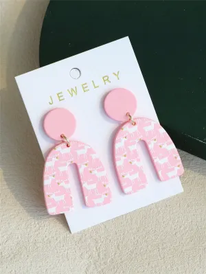 Reindeer Printed Clay Earrings