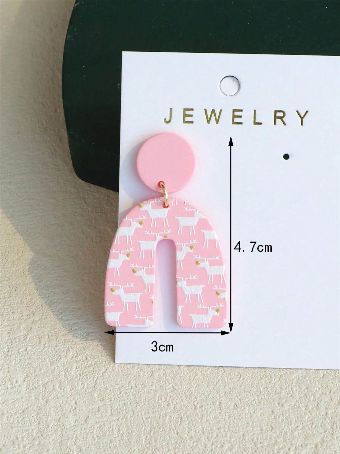 Reindeer Printed Clay Earrings
