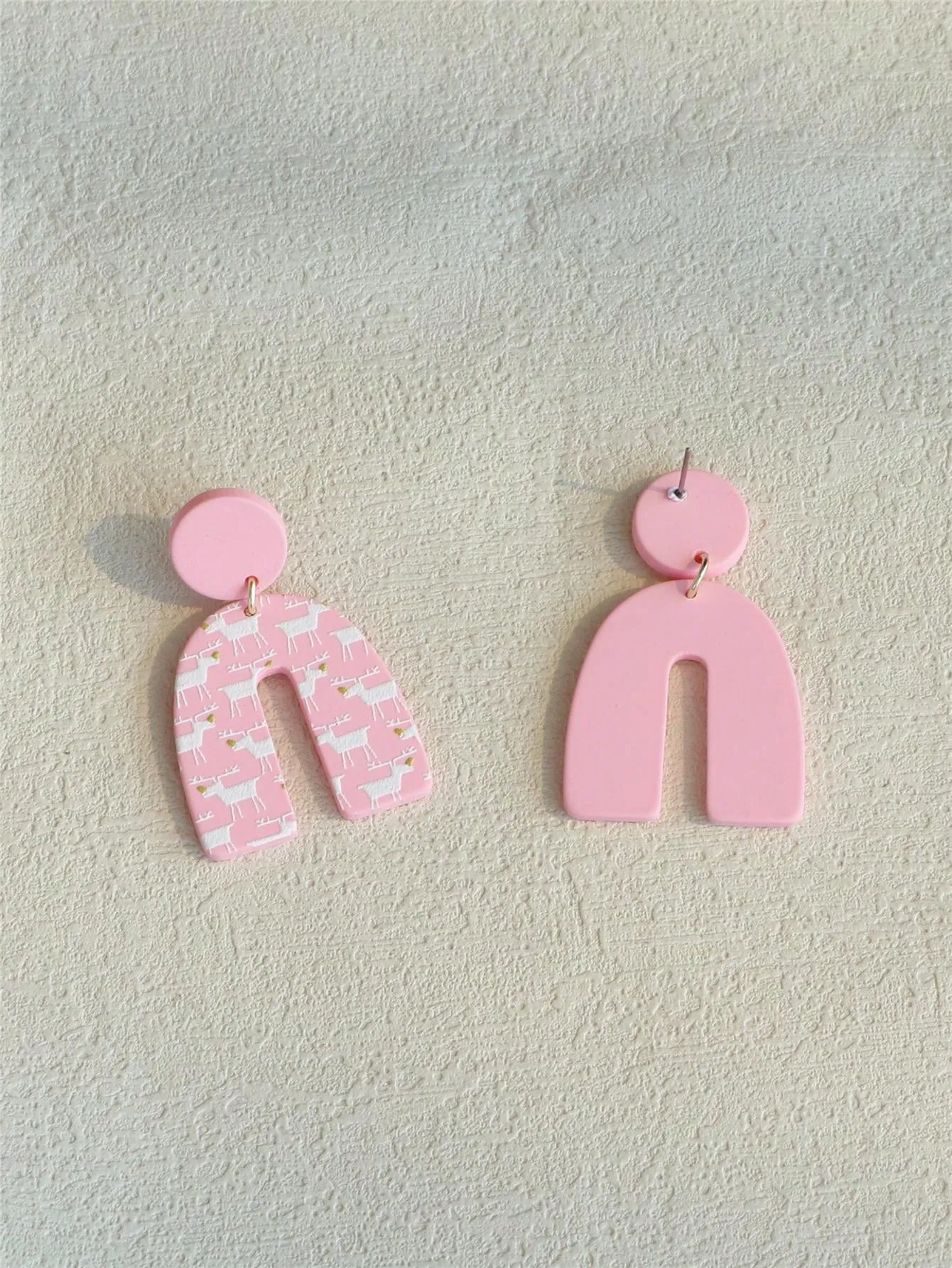 Reindeer Printed Clay Earrings