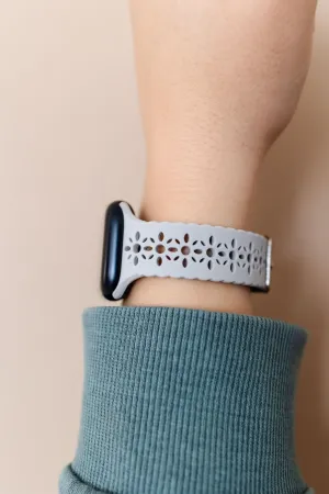 Samsung Cloudy Gray Floral Silicone Watch Band