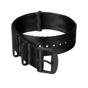 Seat Belt Nylon Military Style Watch Band - Black, Black Hardware
