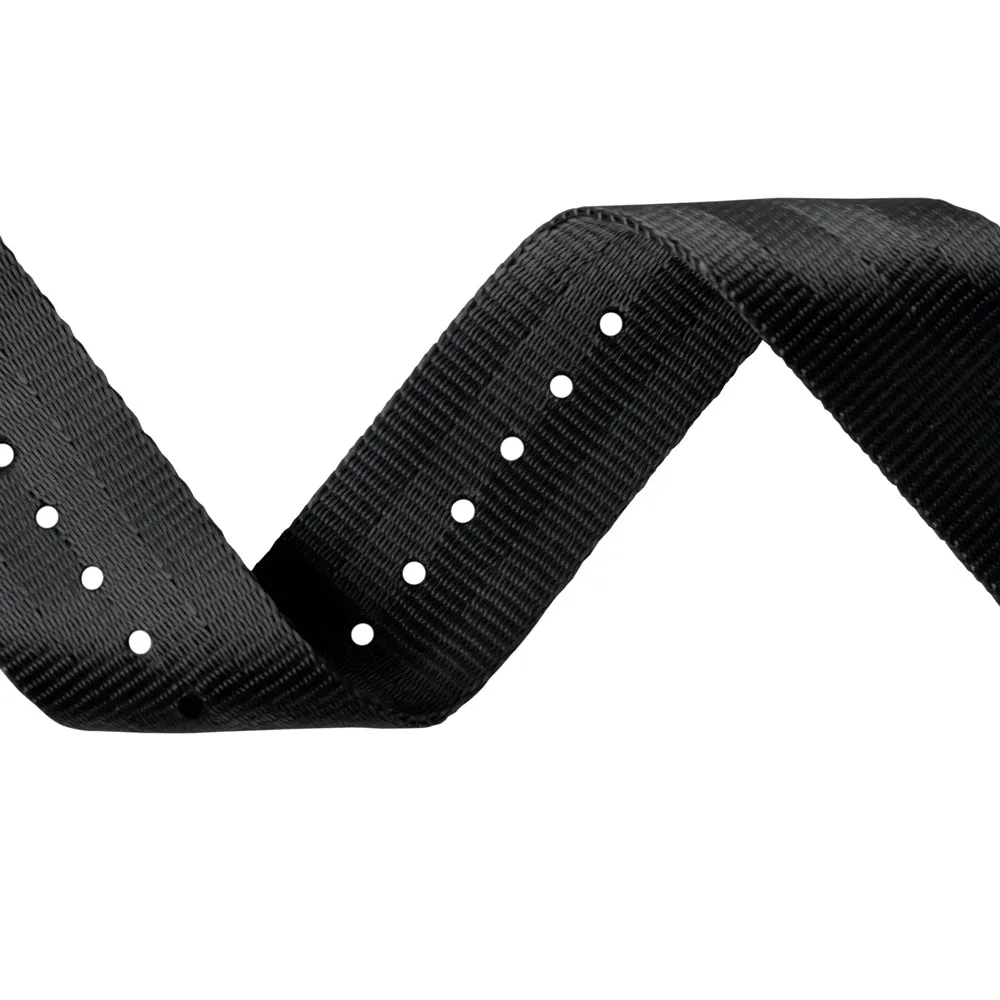 Seat Belt Nylon Military Style Watch Band - Black, Black Hardware