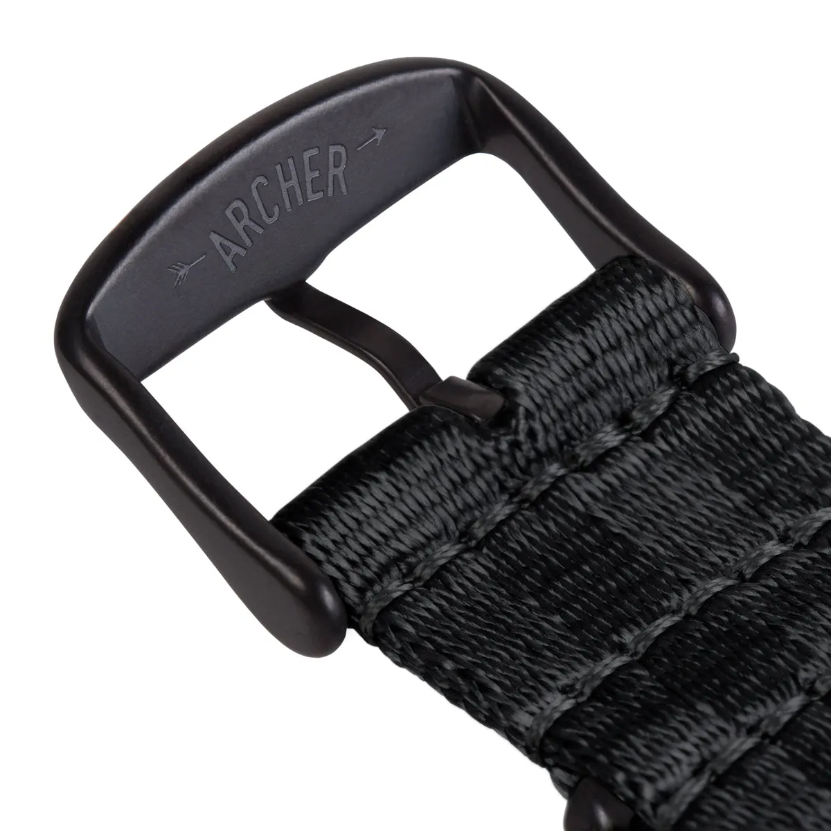 Seat Belt Nylon Military Style Watch Band - Black, Black Hardware