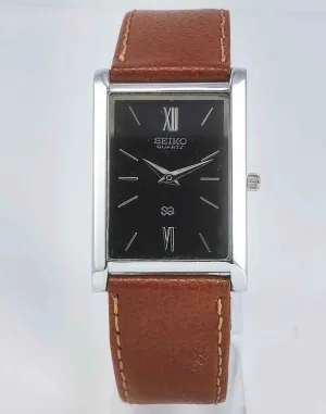 Seiko Quartz MIYOTA Black Dial Golden Case Men's Watch