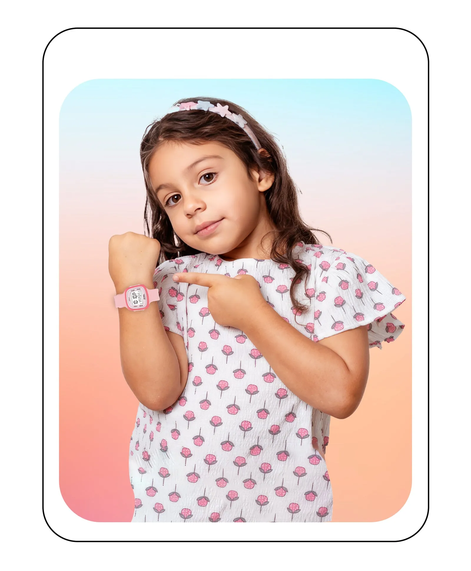 Spiky Unique Square Digital Watch for Kids - Green