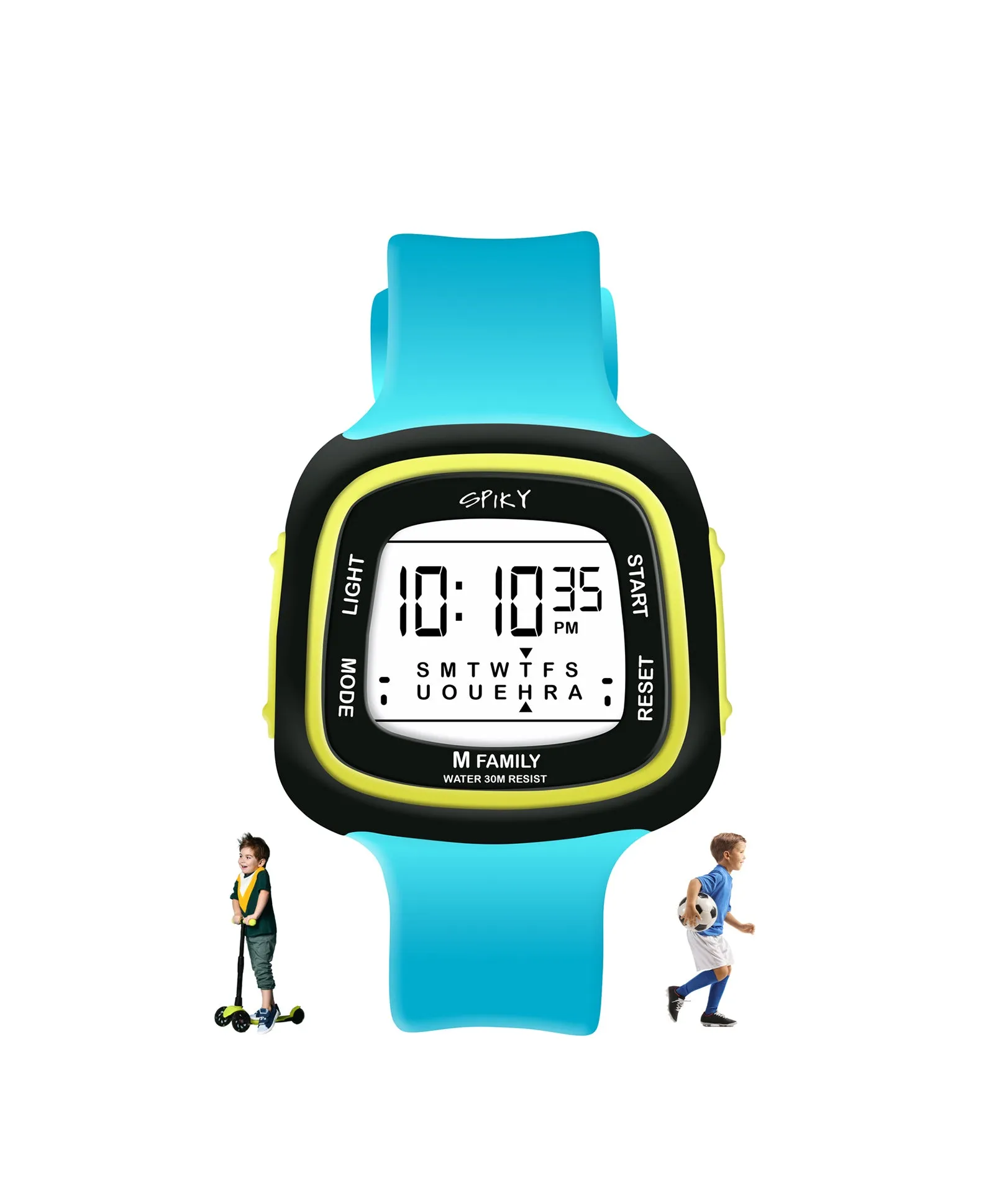 Spiky Unique Square Digital Watch for Kids - Green