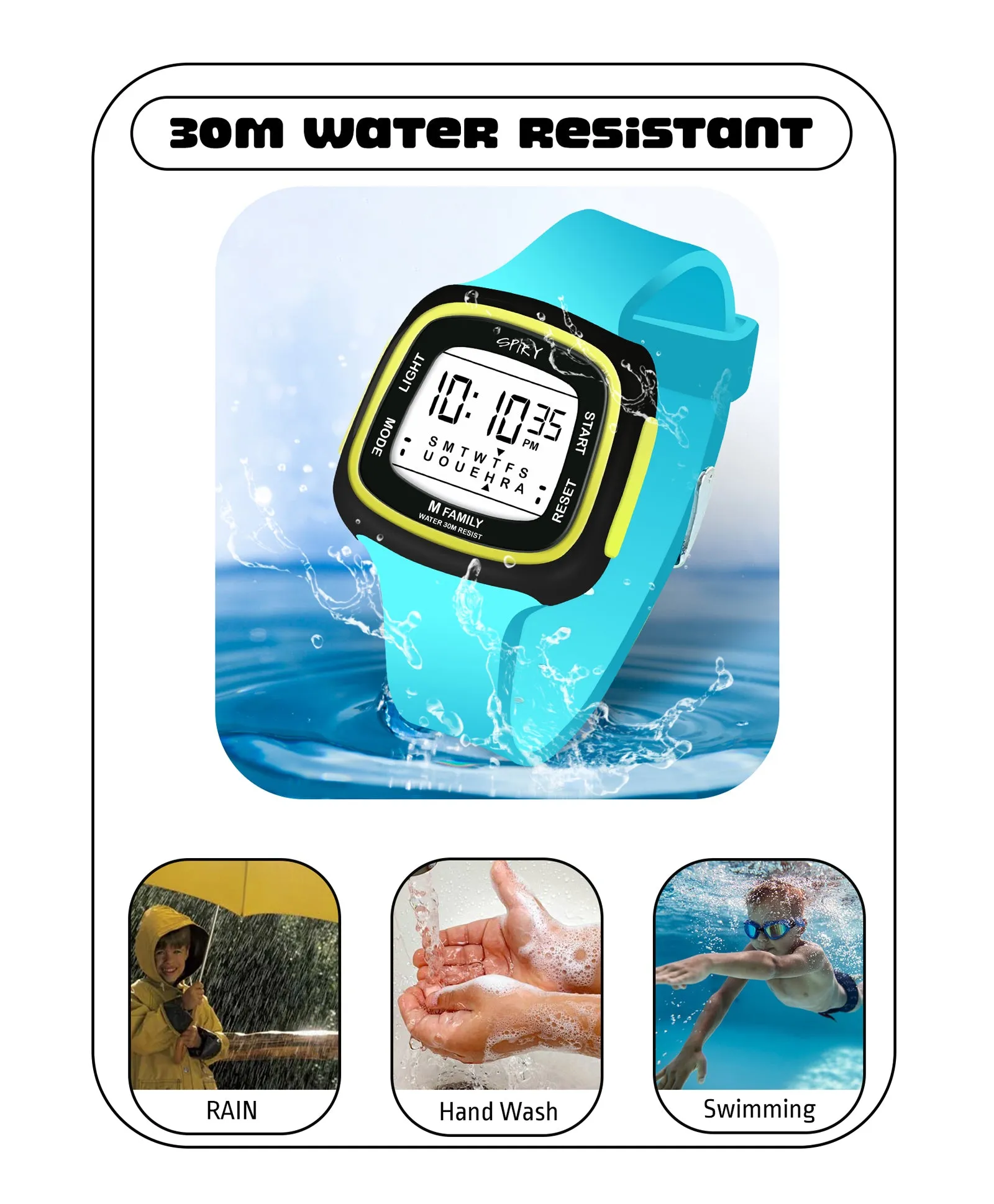 Spiky Unique Square Digital Watch for Kids - Green