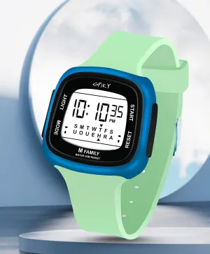 Spiky Unique Square Digital Watch for Kids - Green