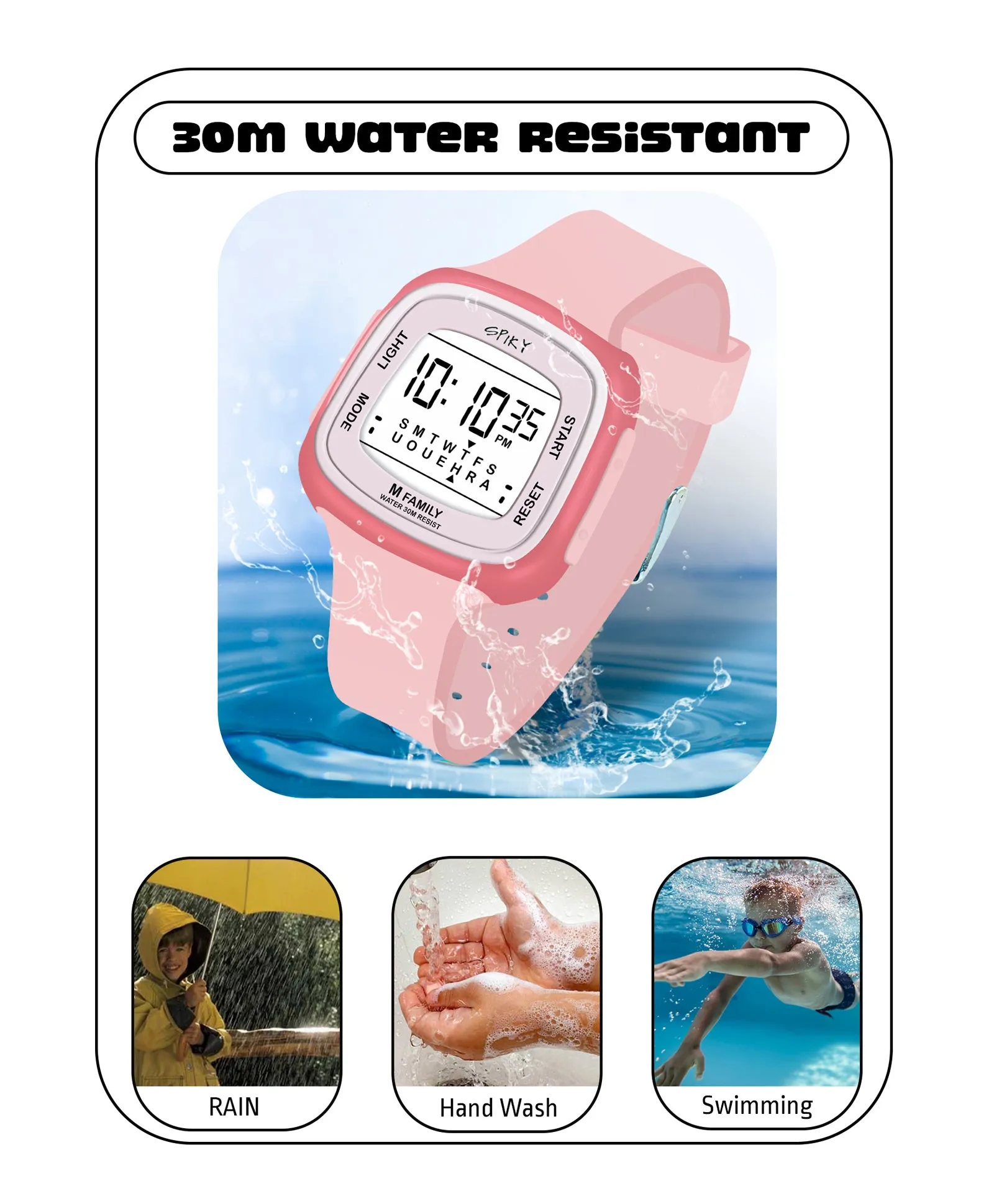 Spiky Unique Square Digital Watch for Kids - Green