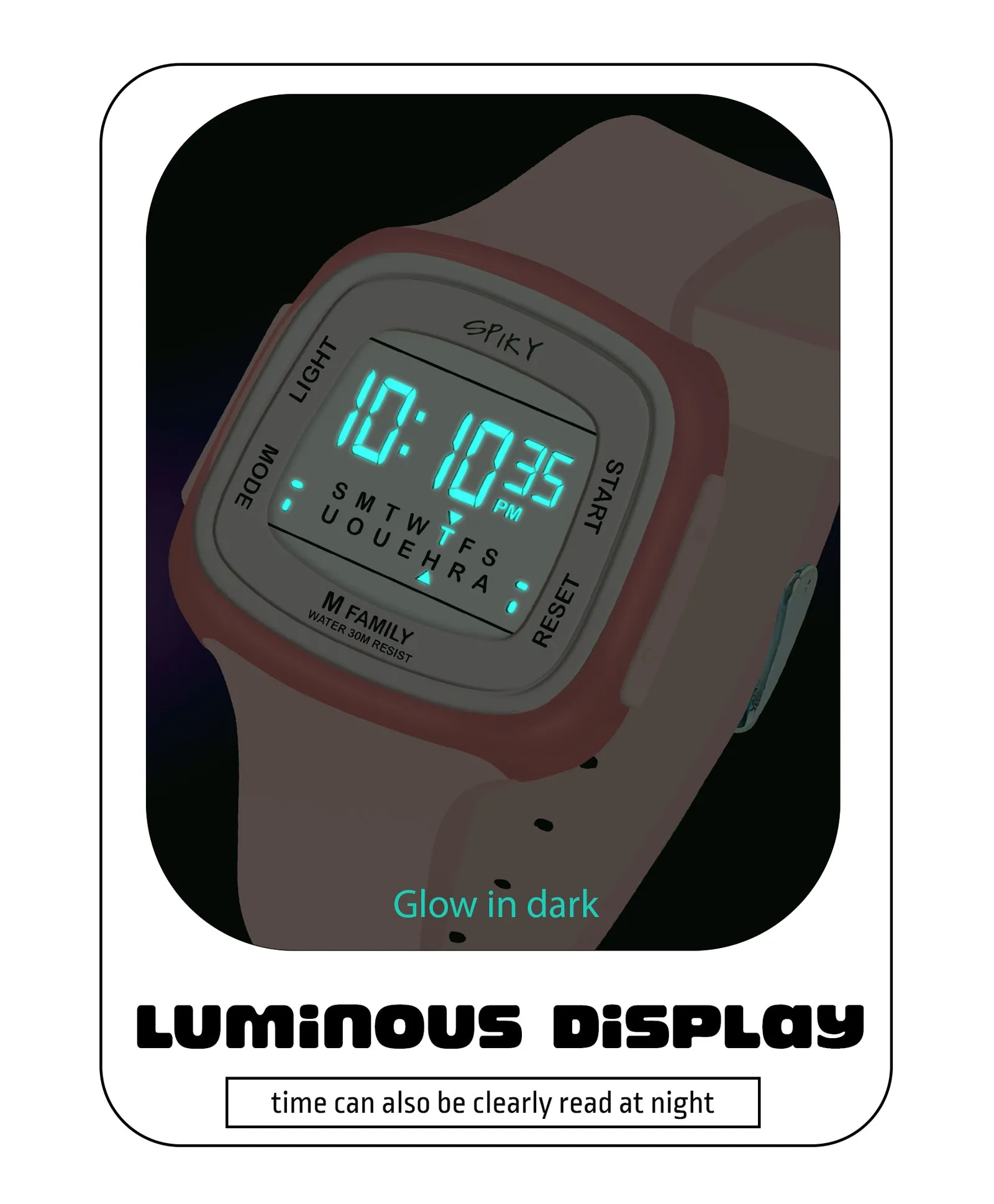Spiky Unique Square Digital Watch for Kids - Green