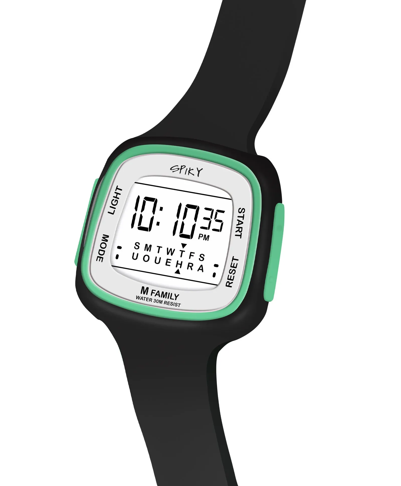 Spiky Unique Square Digital Watch for Kids - Green