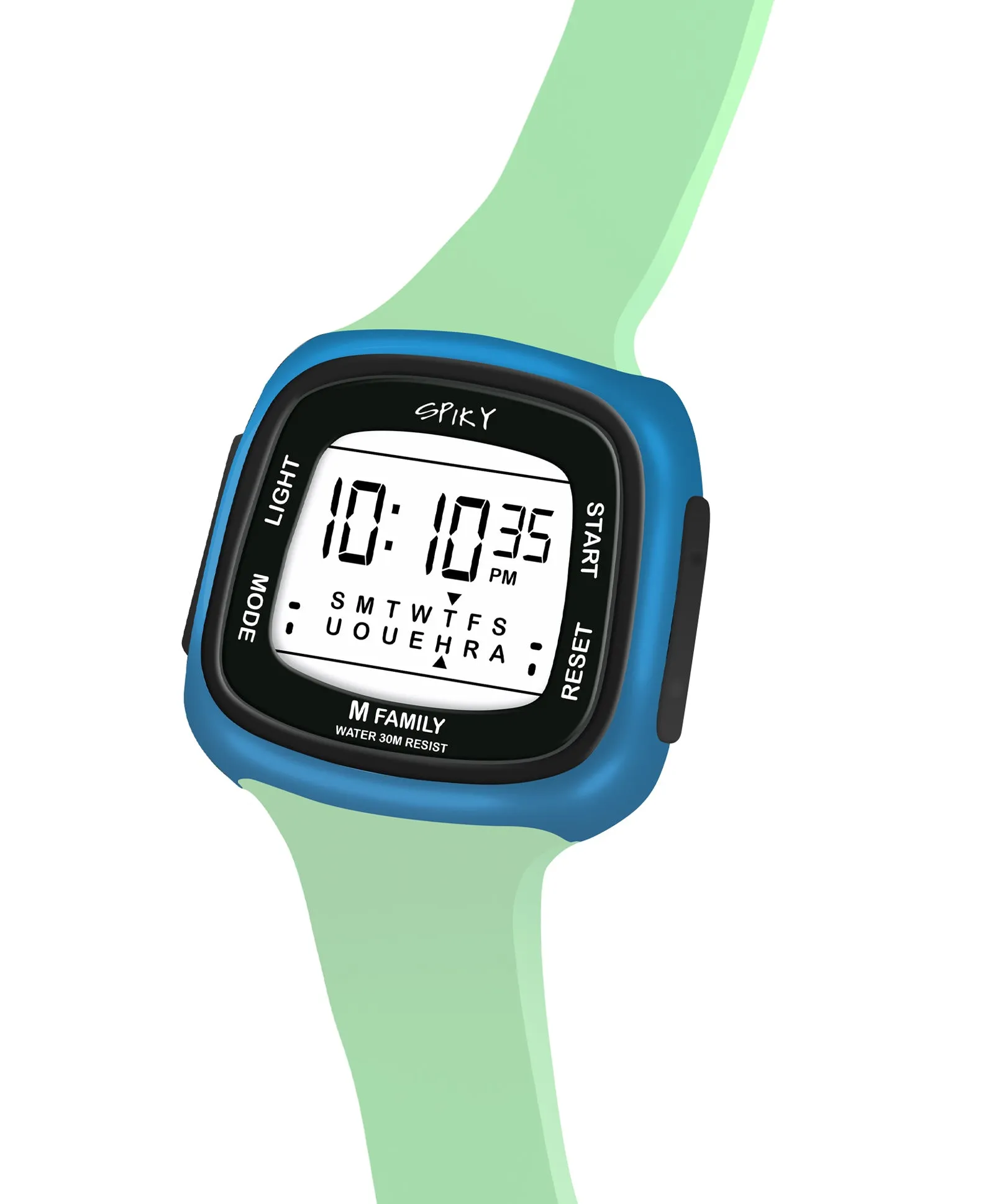 Spiky Unique Square Digital Watch for Kids - Green