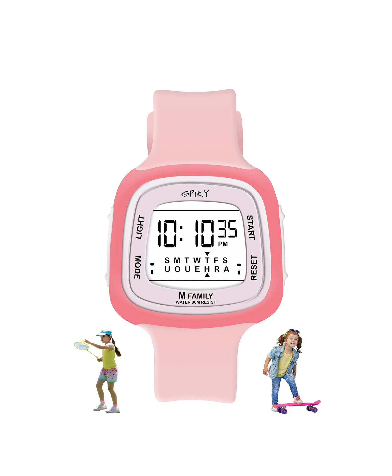 Spiky Unique Square Digital Watch for Kids - Pink