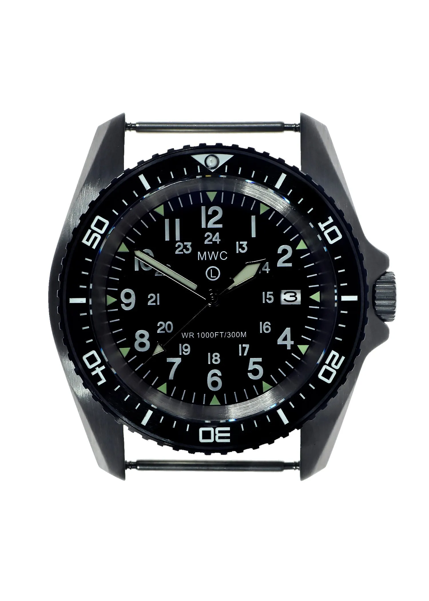 Stainless Steel Military Divers Watch with Automatic 24 Jewel Movement, 12/24 Hour Dial Format, Sapphire Crystal and Ceramic Bezel (Tactical Solid Strap Bars)