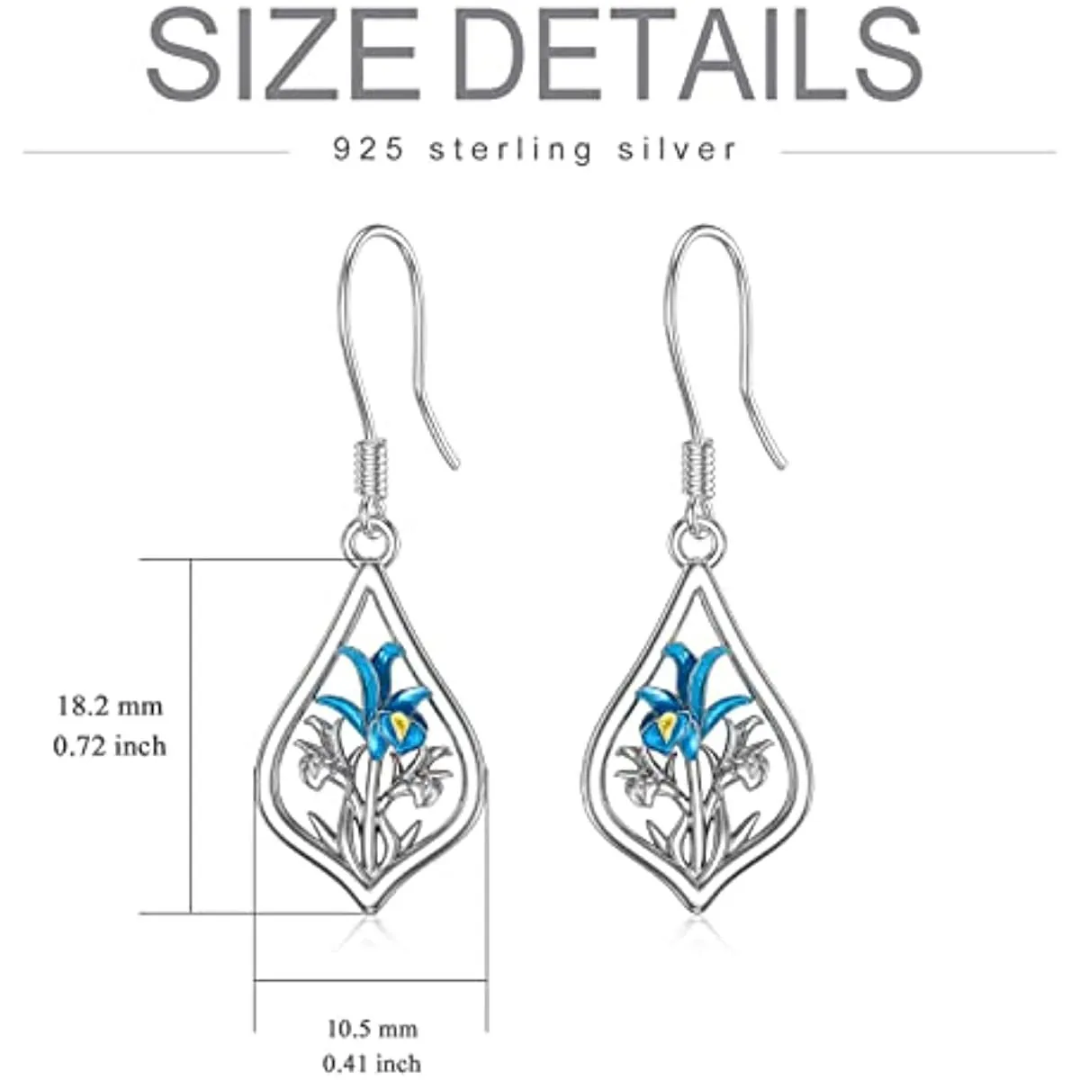 Sterling Silver Dangle Drop Leverback Stud Earrings