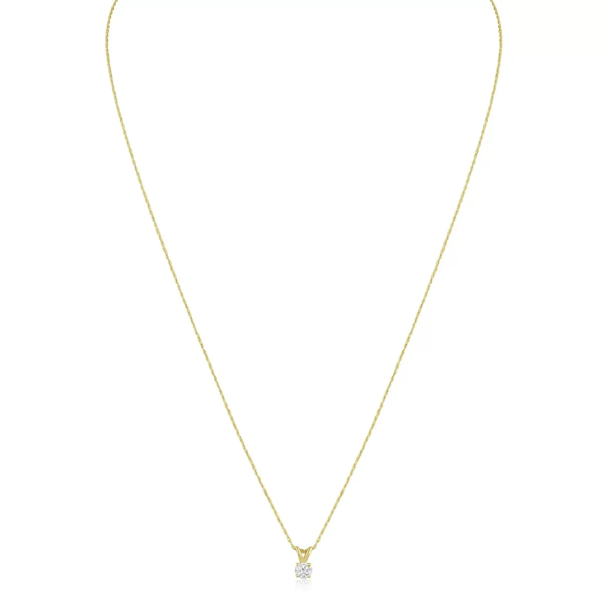 SuperJeweler 14 Karat Yellow Gold 1/6 Carat Diamond Solitaire Necklace, 18 Inches For Women