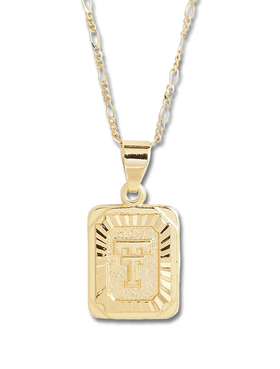 Texas Tech Throwback Double T Gold Plated Card Necklace