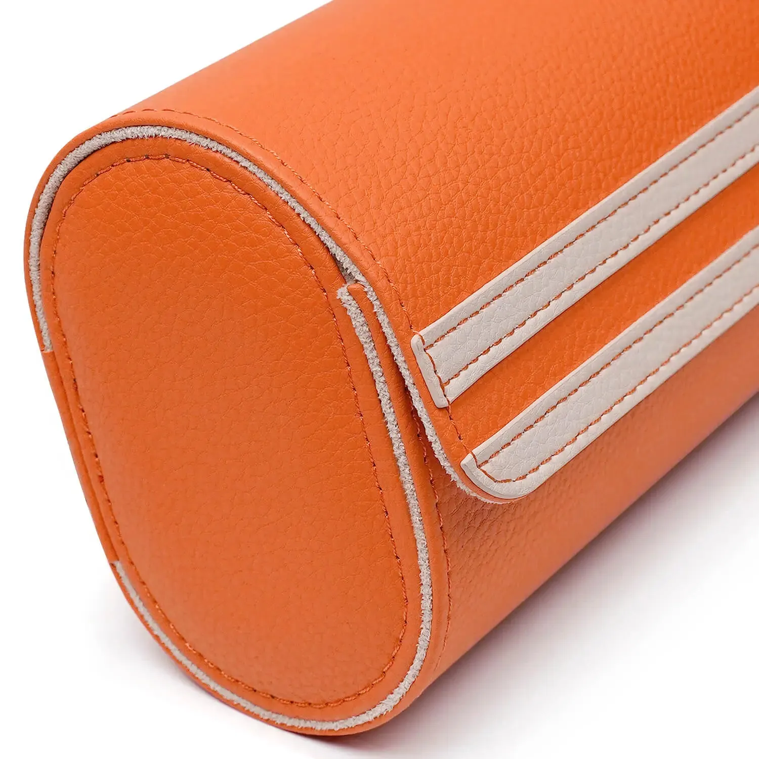 Watch Storage Organizer Roll Travel Case Vegan Leather-Orange 3 Slots