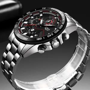 Watches Men Luxury Brand LIGE Chronograph Men Sports Watches Waterproof Full Steel Quartz Men's Watch