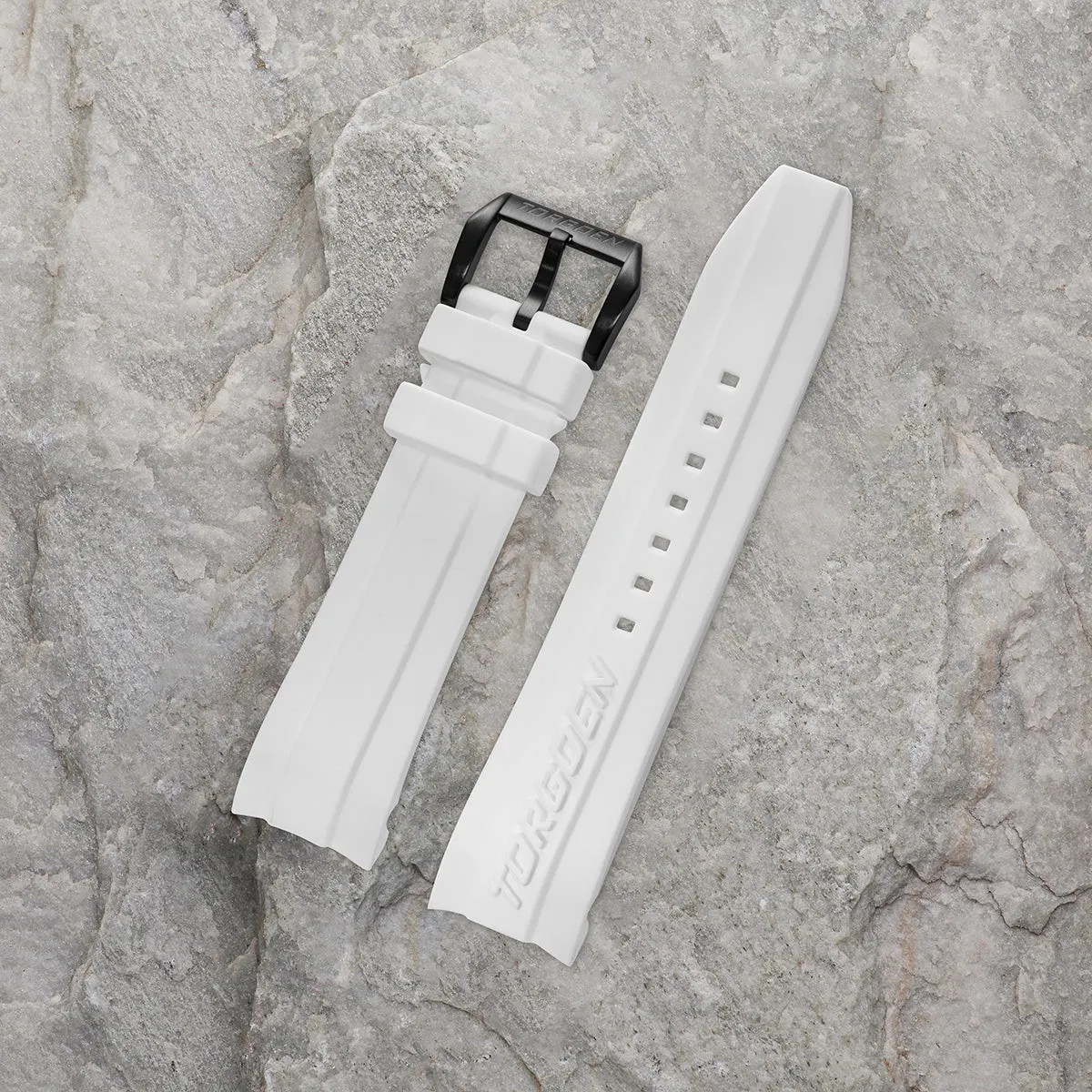 White Silicone Strap | 24mm Black Buckle