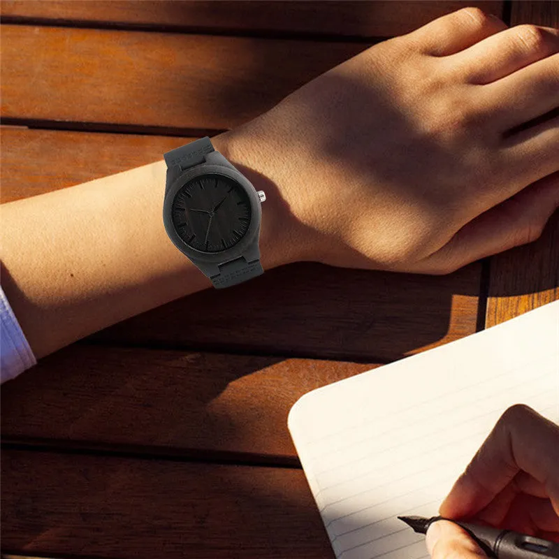 Wooden Case with Leather Strap Watch