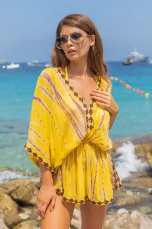 Yellow Luxury Silk Kaftan